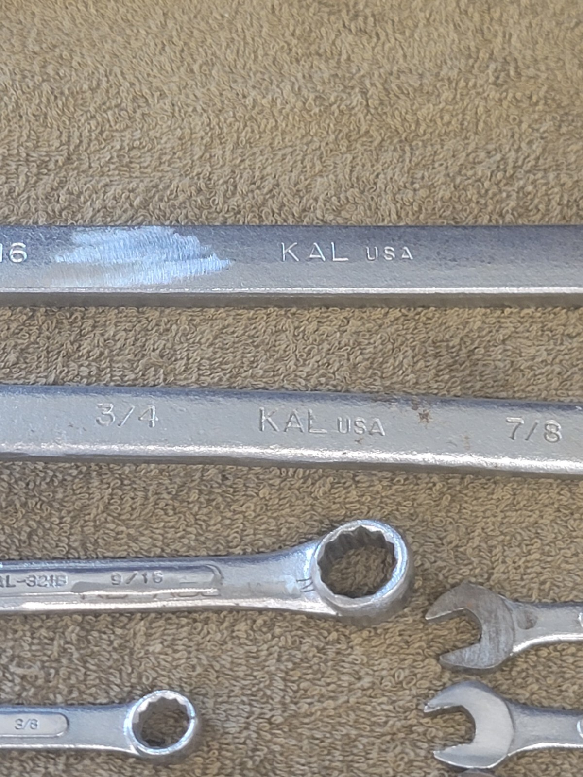 Kal Sae Combination Wrench Set 15/16 3/4 11/16 9/16 7/16 3/8 5/16 3/16 USA