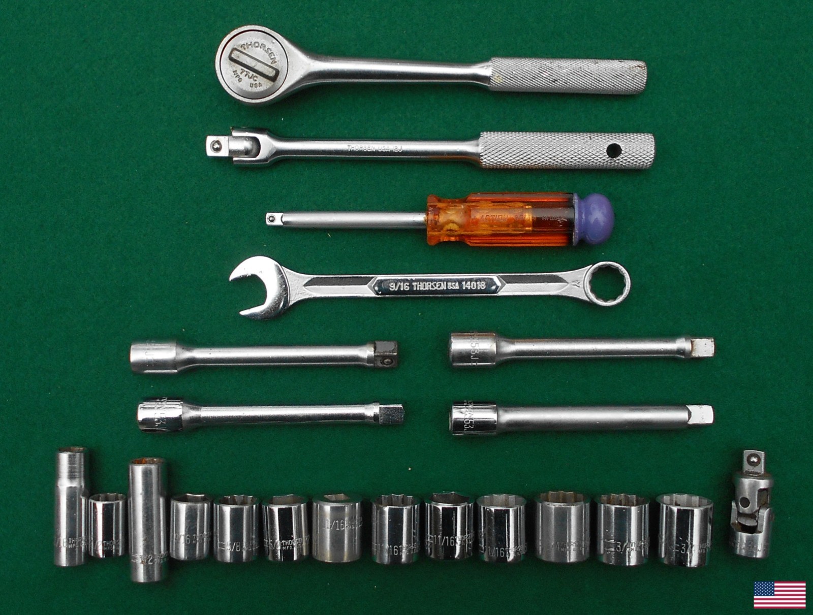THORSEN / ACTION 22 pc 1/4″ & 3/8″ dr SAE Socket Wrench Set * FREE SHIPPING! *