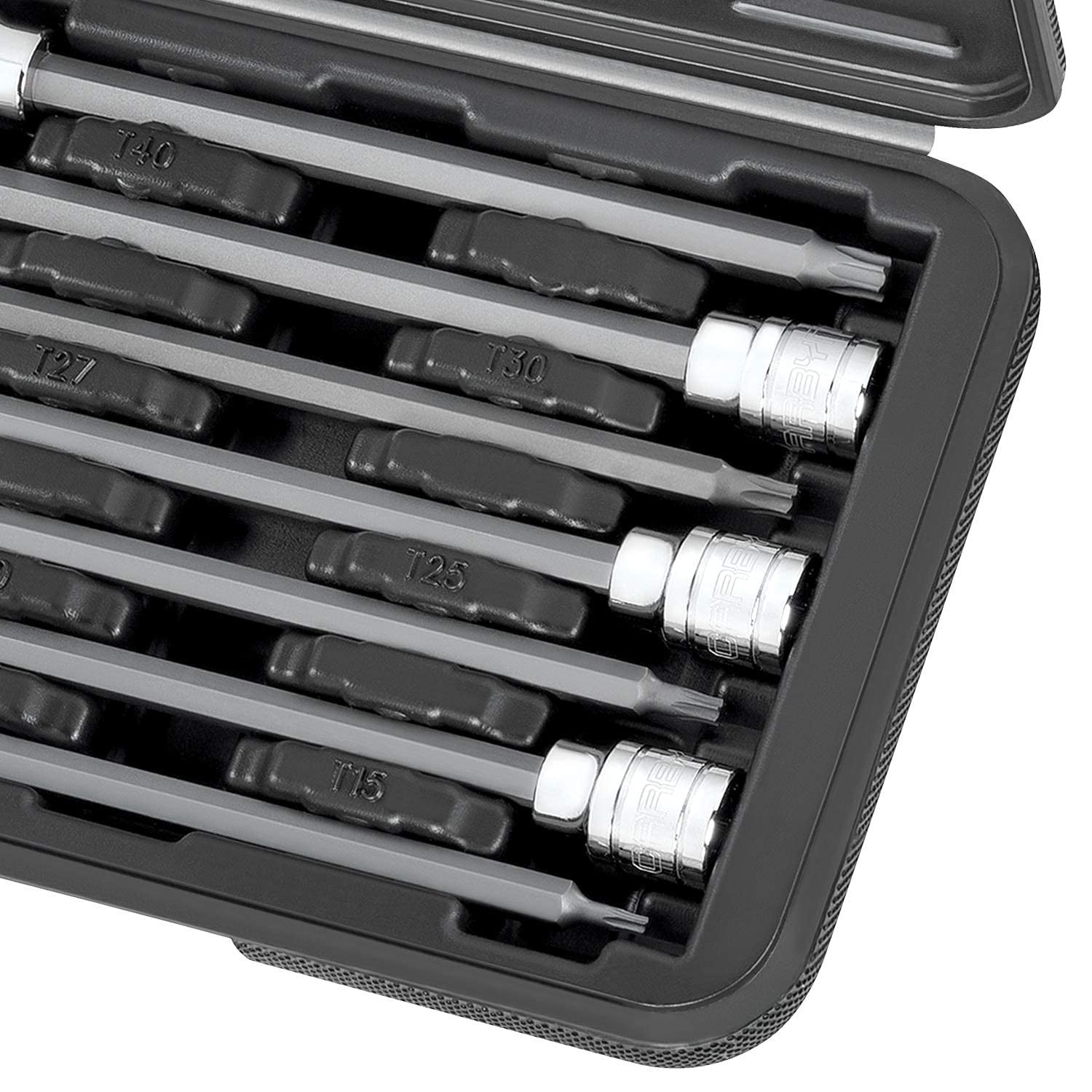 7-Piece Extra Long Torx Bit Socket Set T10-T40, 3/8″ Drive, S2 Steel, Durable Ca