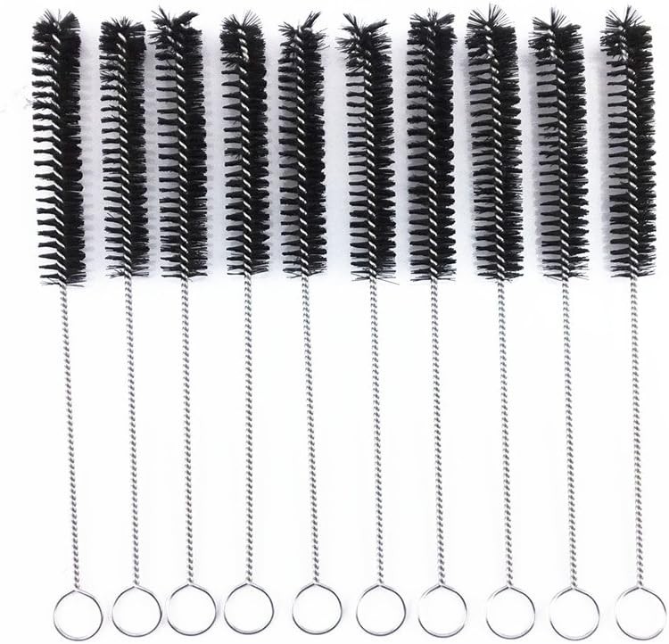 yueton?Pack of 10 Black Nylon Tube Pipe Nozzle Brush Dia 10mm with Wire