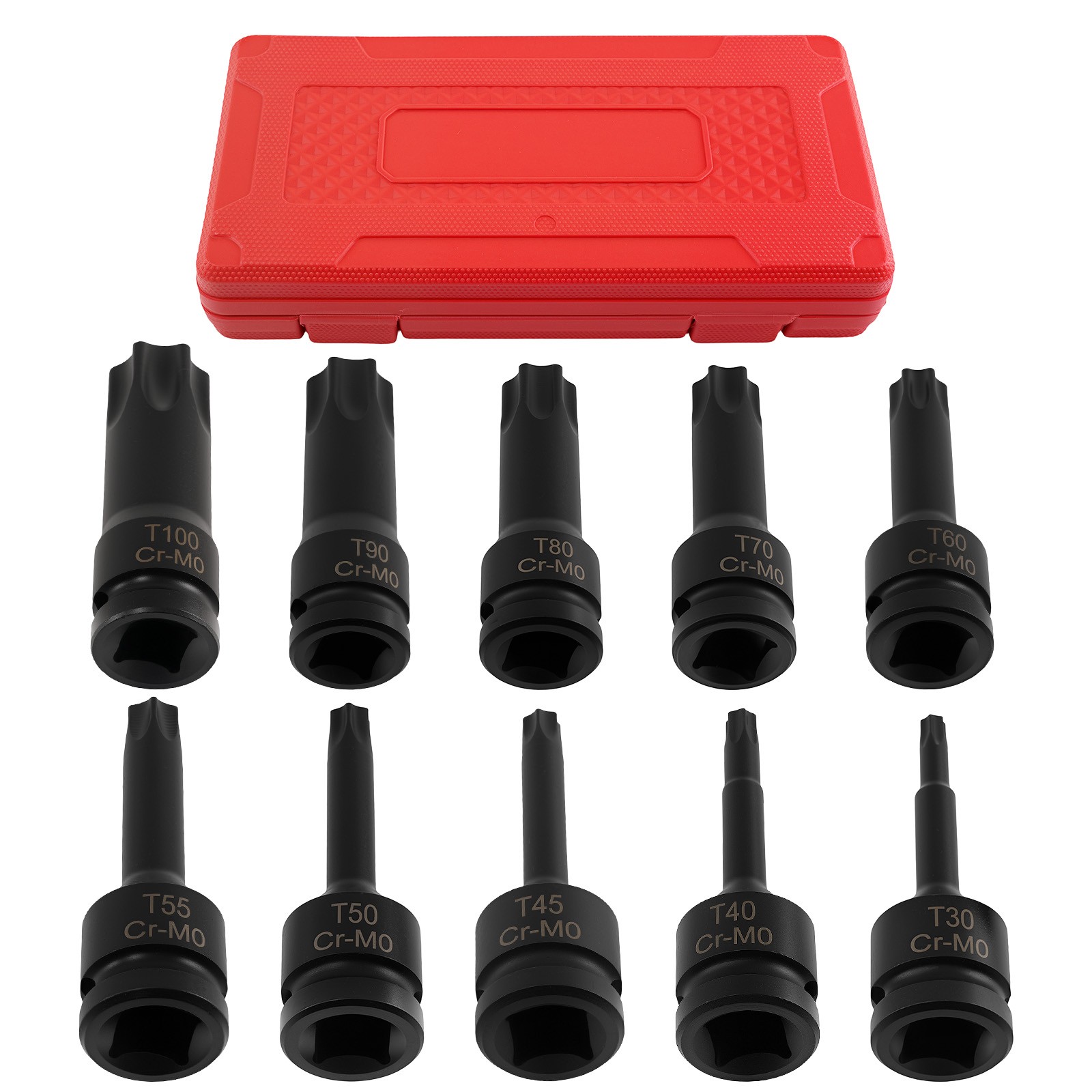 10Pcs T30-T100 1/2 Inch Socket Bits Set Star Drive Impact
