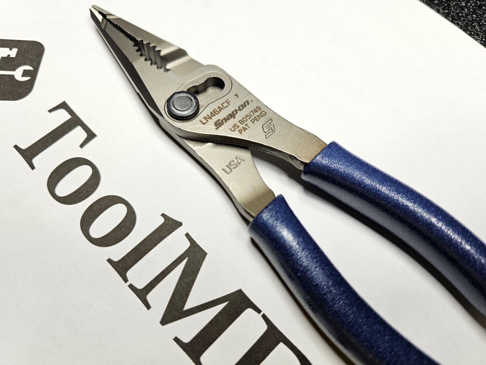 Snap-on Tools NEW POWER BLUE 7″ Talon Grip Long Nose Slip Joint Pliers LN46ACF