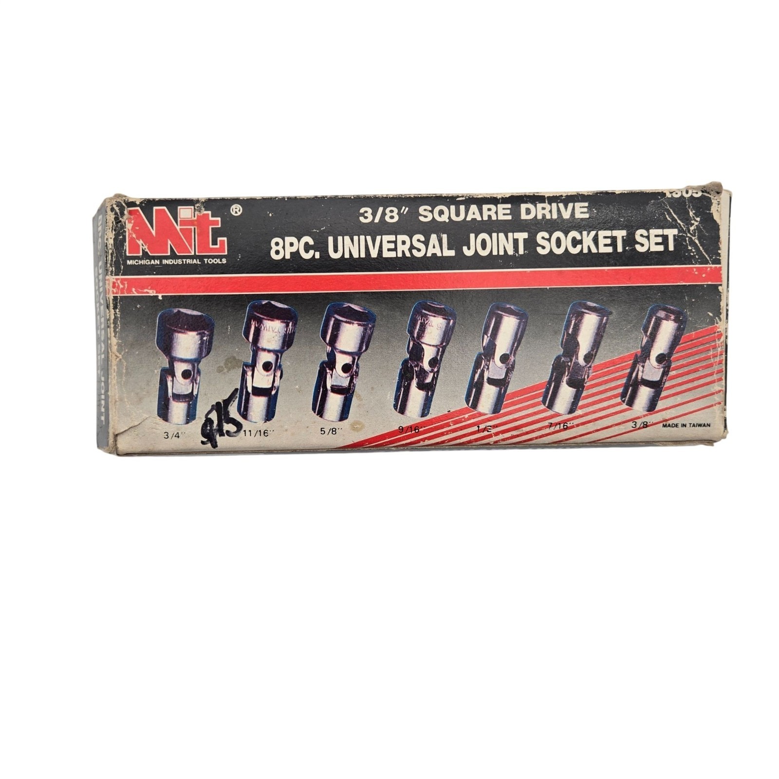 MIT 3/8 Square Drive 8pc Universal Joint Socket Set 3/8in To 3/4in