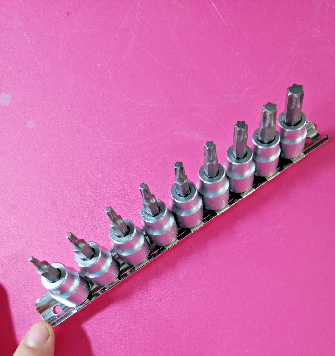 Chrome Vanadium 3/8 Drive Tamper Proof Torx Sockets 9 Pieces