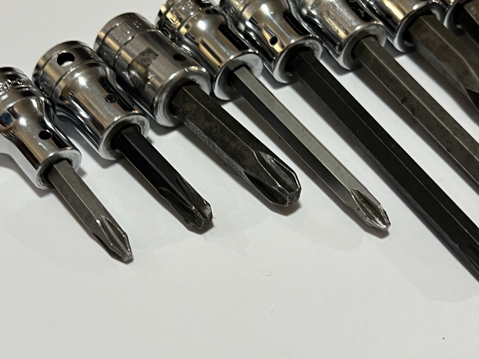 Snap On 3/8 Drive Drag Link Flat Tip and Phillips Socket Driver Set 9 pc USA