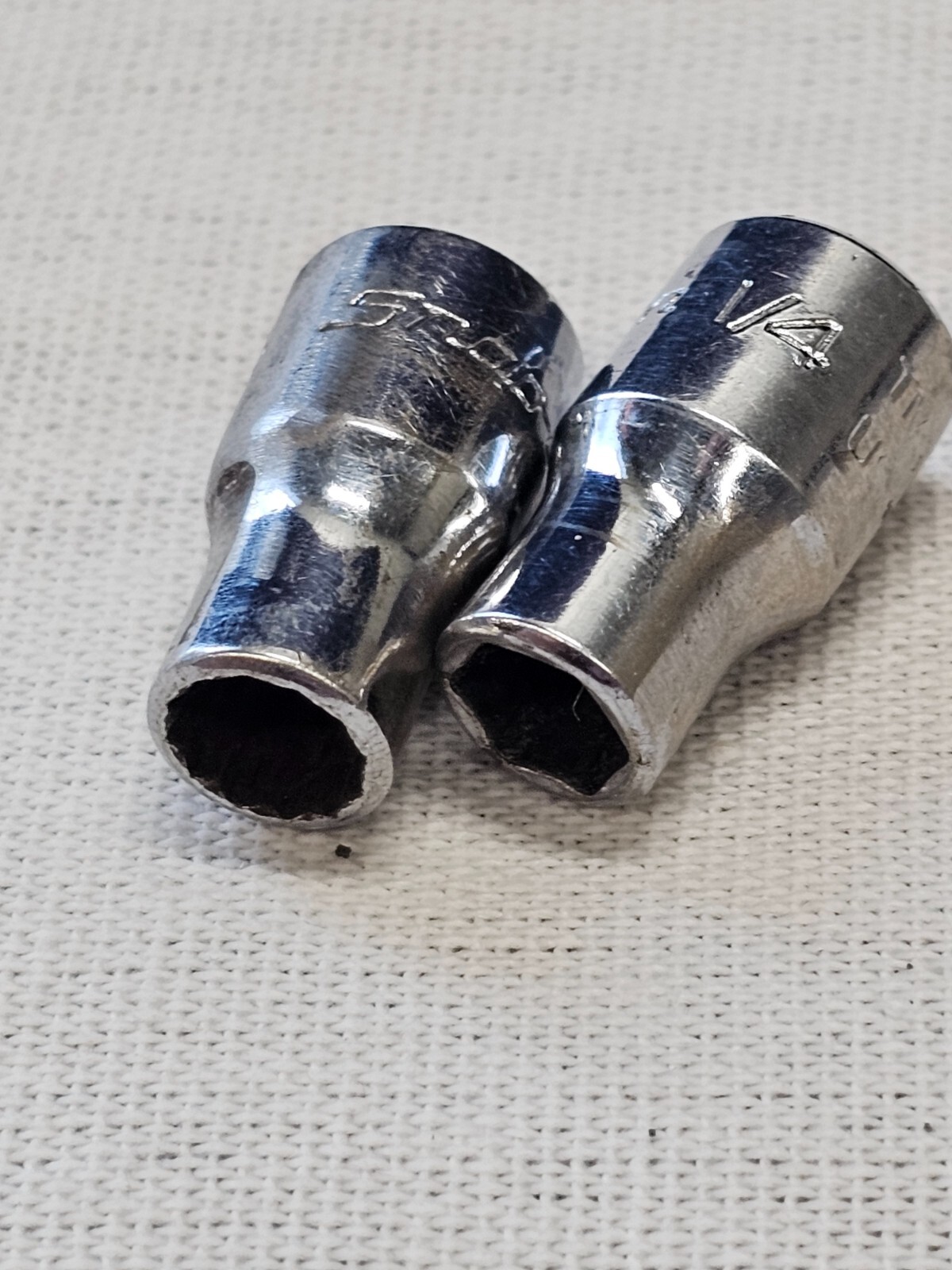 2 Snap-on Shallow Standard Socket Sae 12 6 Point 1/4″ Drive TMD8 TM8 1/4″ USA