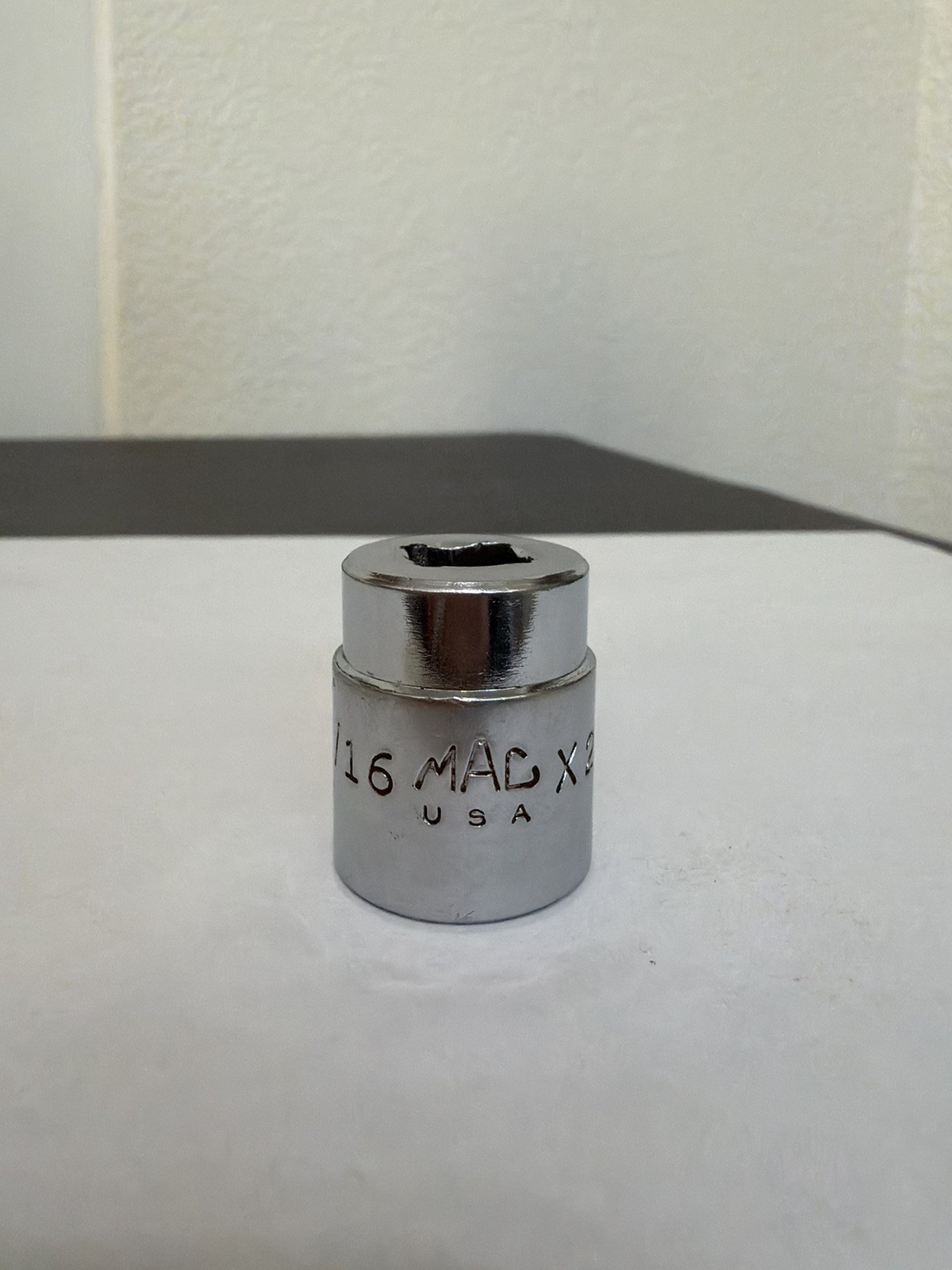 Mac Tools Shallow Chrome Socket X226 11/16 SAE 6pt 3/8in Drive USA Tool Mechanic