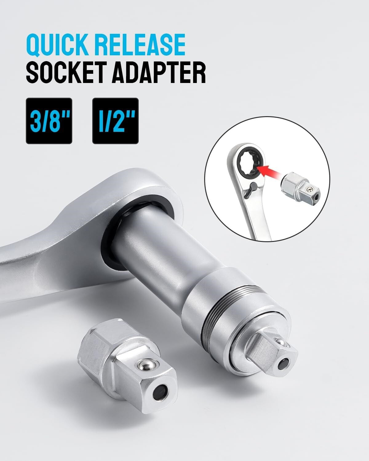 Pass Through Socket Set Go Thru Ratchet Wrench Tool for Hex Square E-Torx Spline