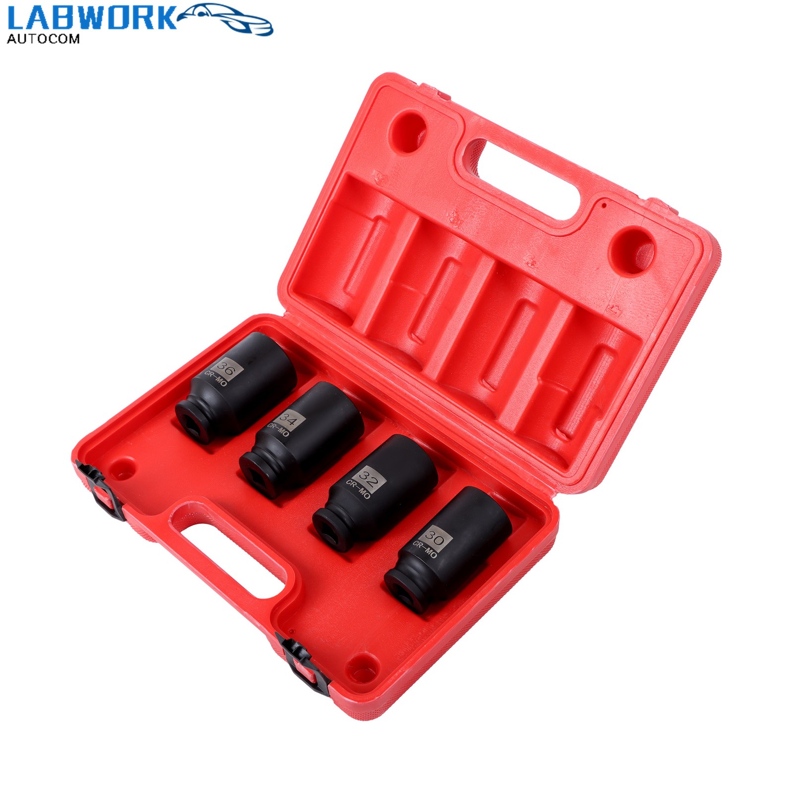 12 Point 30mm 32mm 34mm 36mm 4Pcs 1/2″ Drive Spindle Axle Nut Socket Set