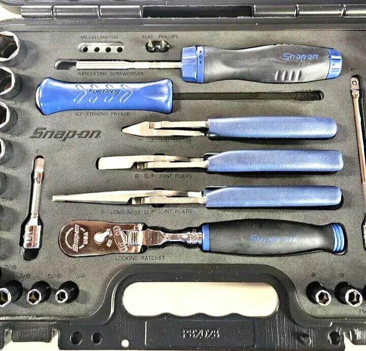 Snap-on POWER BLUE 3/8″ dr 33pc METRIC & SAE General Service Foam Set 233FSMBFMB