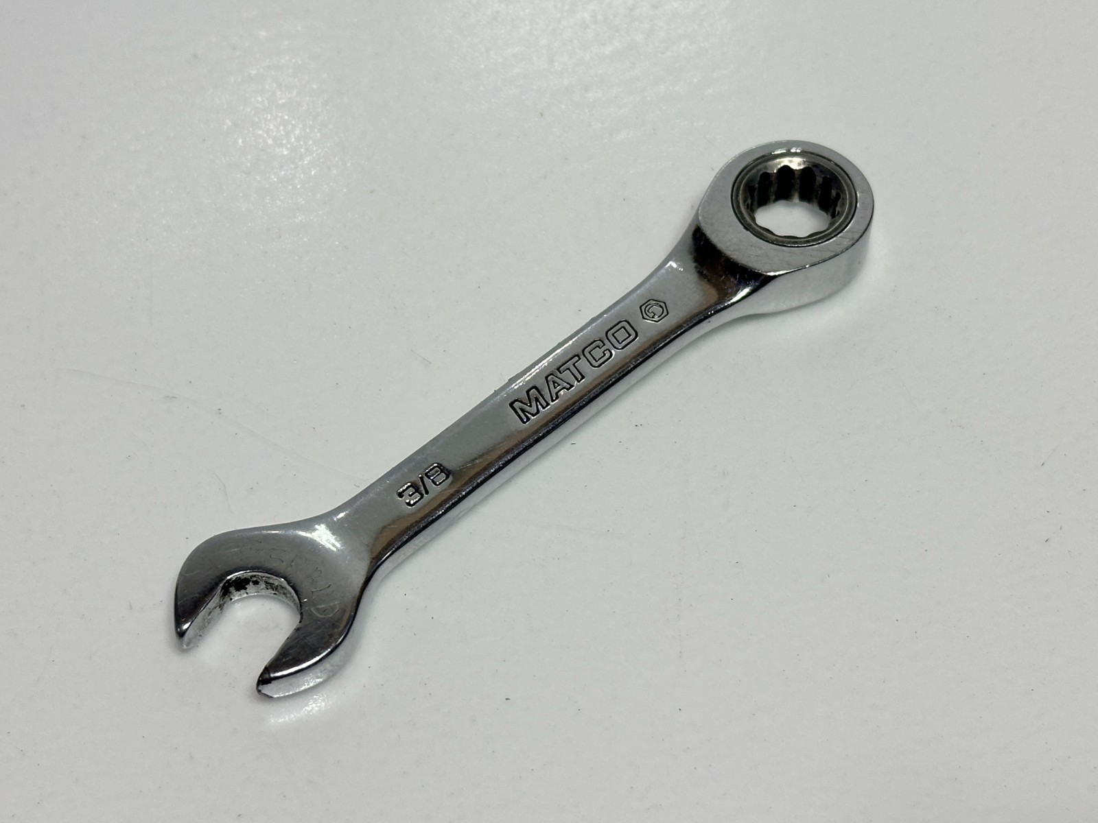 Matco Tools USA GRBSM1212 SAE 3/8” Ratcheting Combination Wrench Stubby Chrome