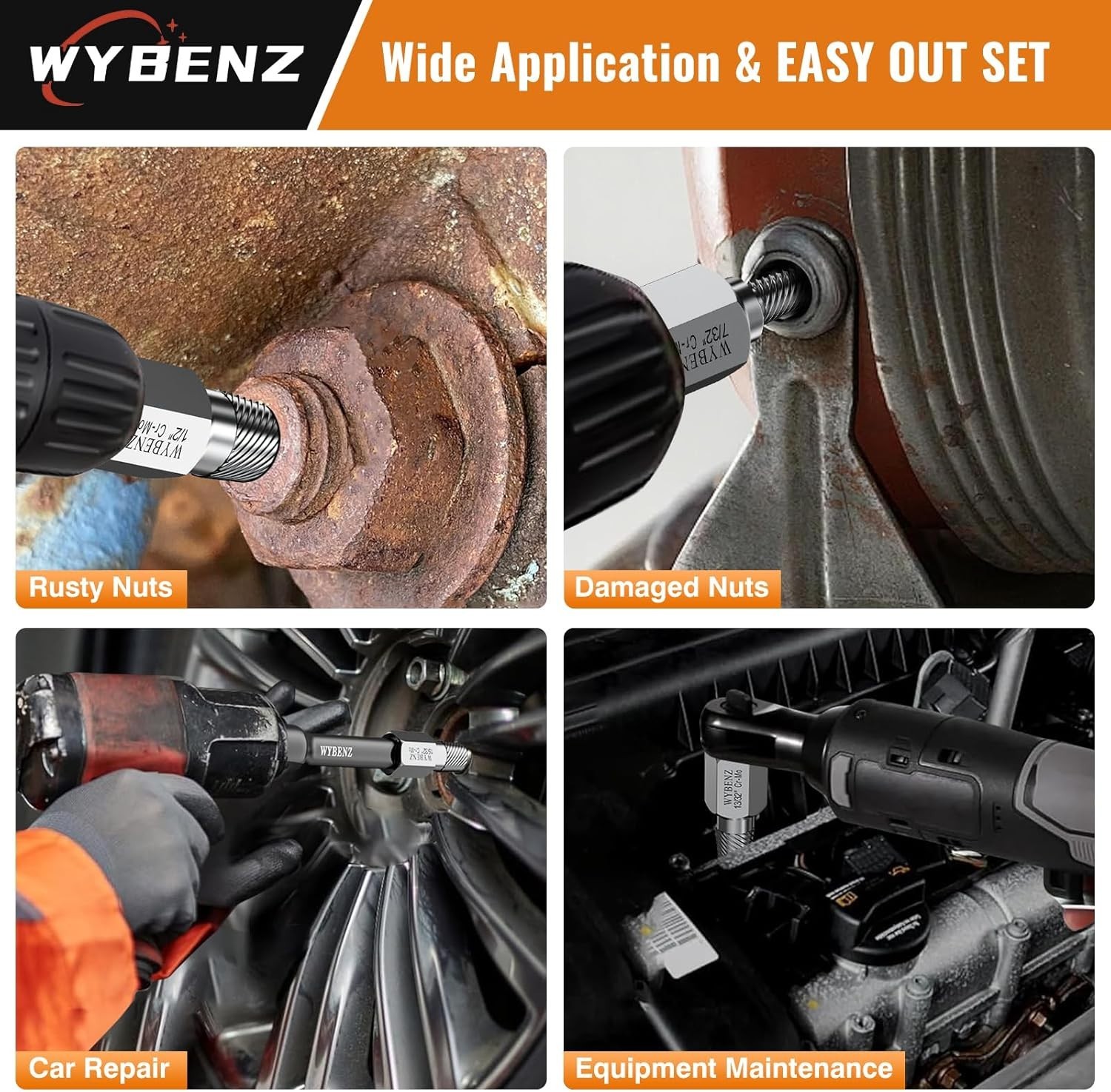 High-Quality 17-Pcs Bolt Extractor Set with Multi-Spline Design and Adapters
