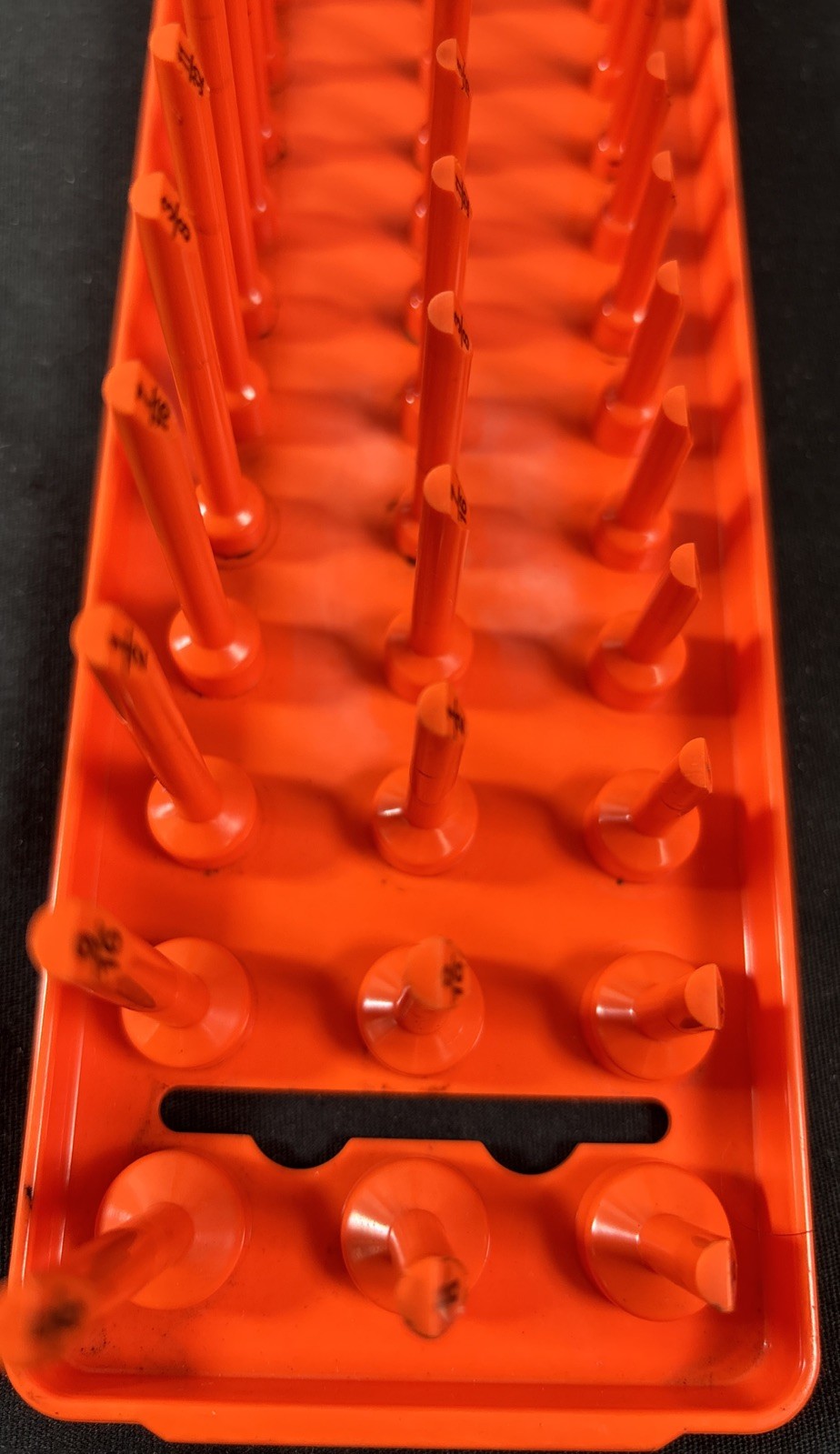 Snap On Tools KA143FROR ORANGE SAE 1/4″ Post 3-Row Socket Tray Storage USA