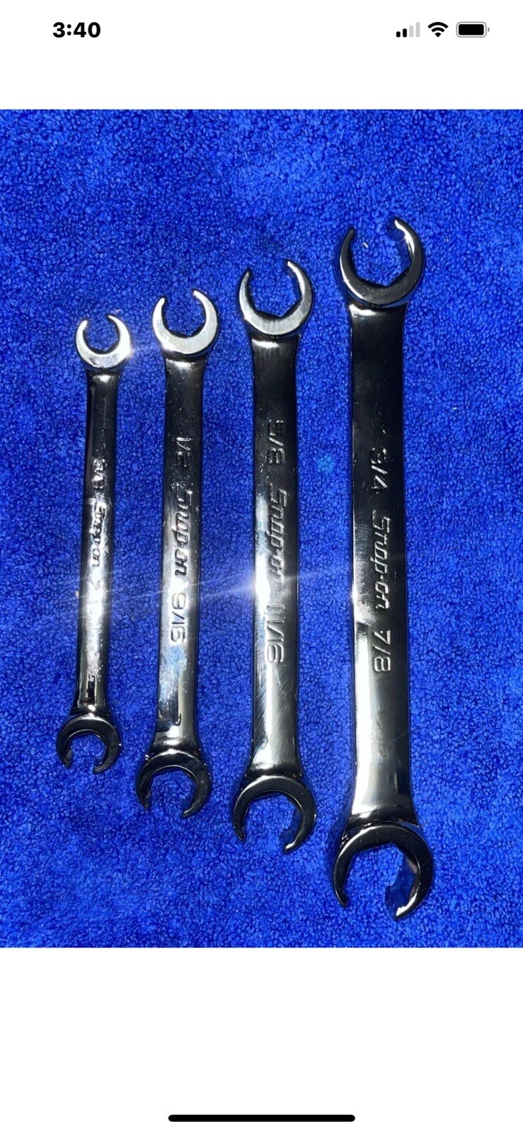 NEW Snap-On Tools 4pc SAE Double End Flare Nut Wrench Set 3/8″- 7/8″ RXFS USA