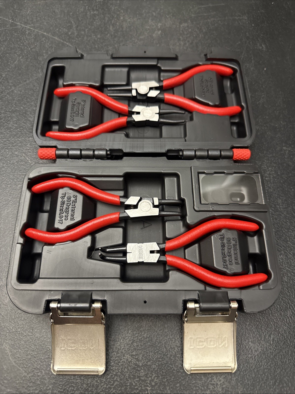 ICON Precision 5″ Snap-Ring Pliers Set in Carrying Case – 0.047″ Tips (57796)