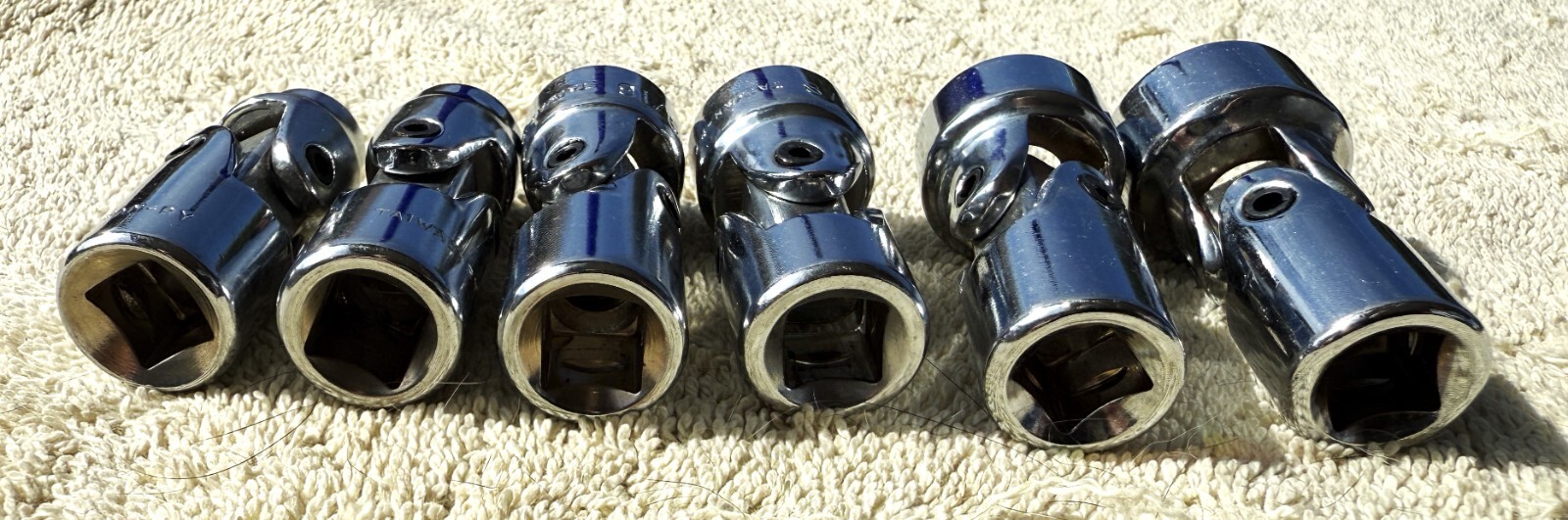 VINTAGE 6 PIECE CONTINENTAL INTERNATIONAL 12 PT 3/8 IN DRIVE SWIVEL SOCKETS