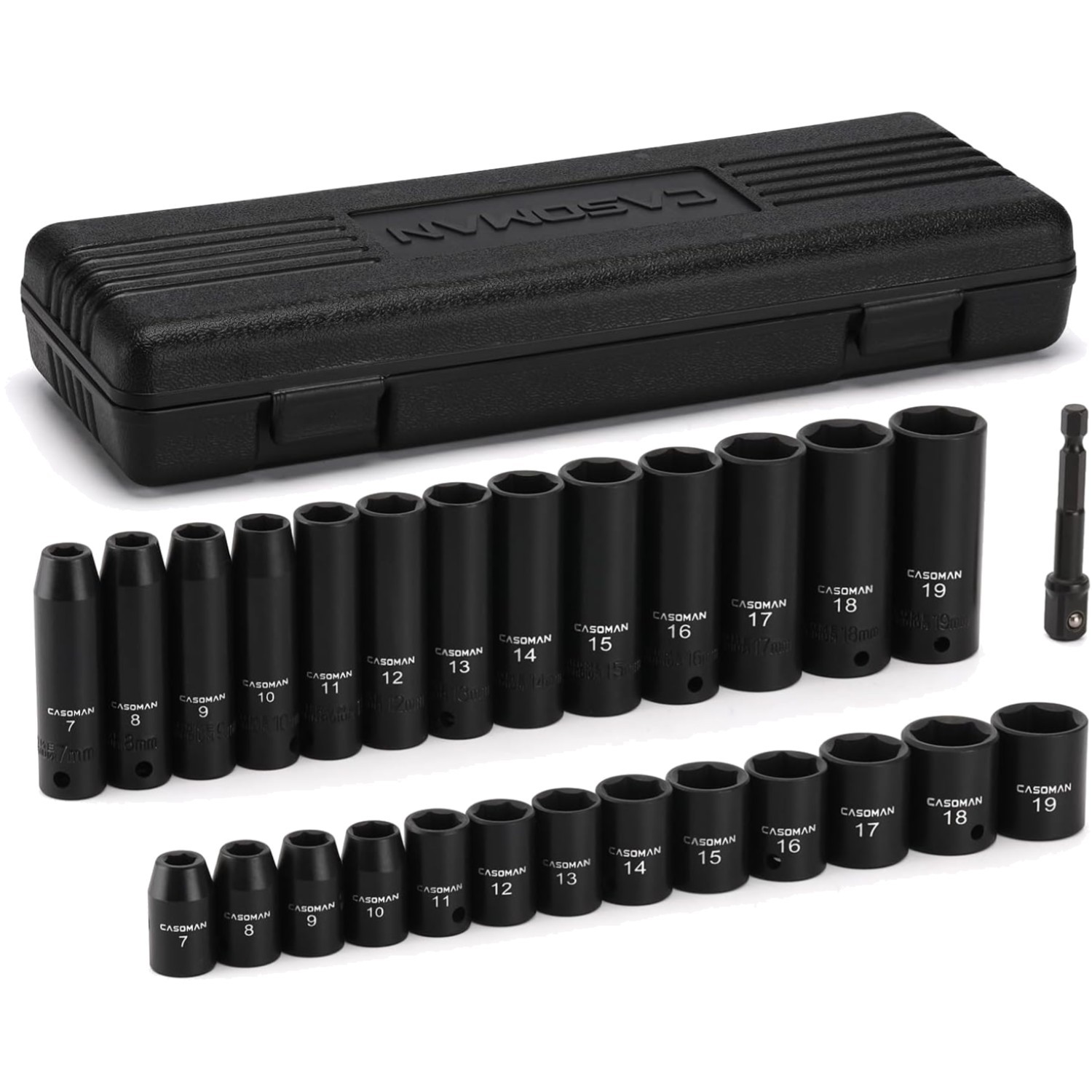 Impact Socket Set 27 Pieces 3/8-Inch Drive Deep Shallow Metric CR-V Steel