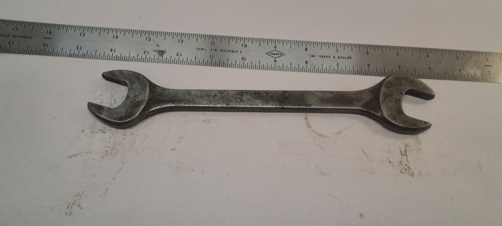 Vintage WILLIAMS USA 847780 7/8 in x 15/16 in SAE Open End Wrench Black Oxide