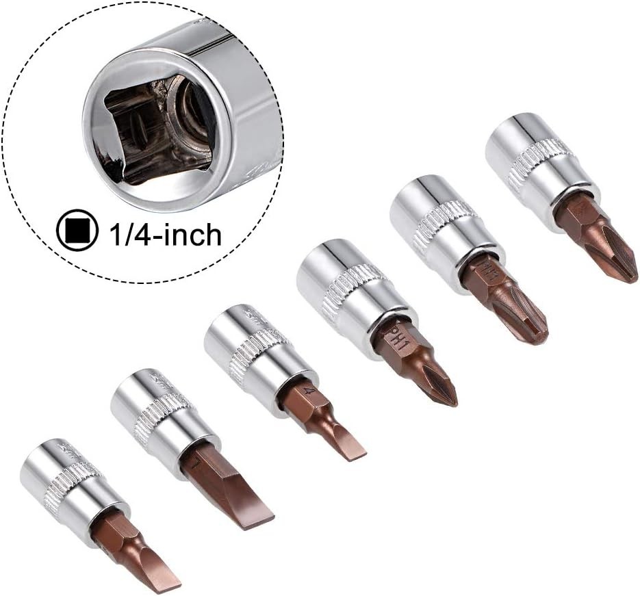 Durable 6-Piece S2 Steel Bit Socket Set – 1/4″ Drive with Precision Fit