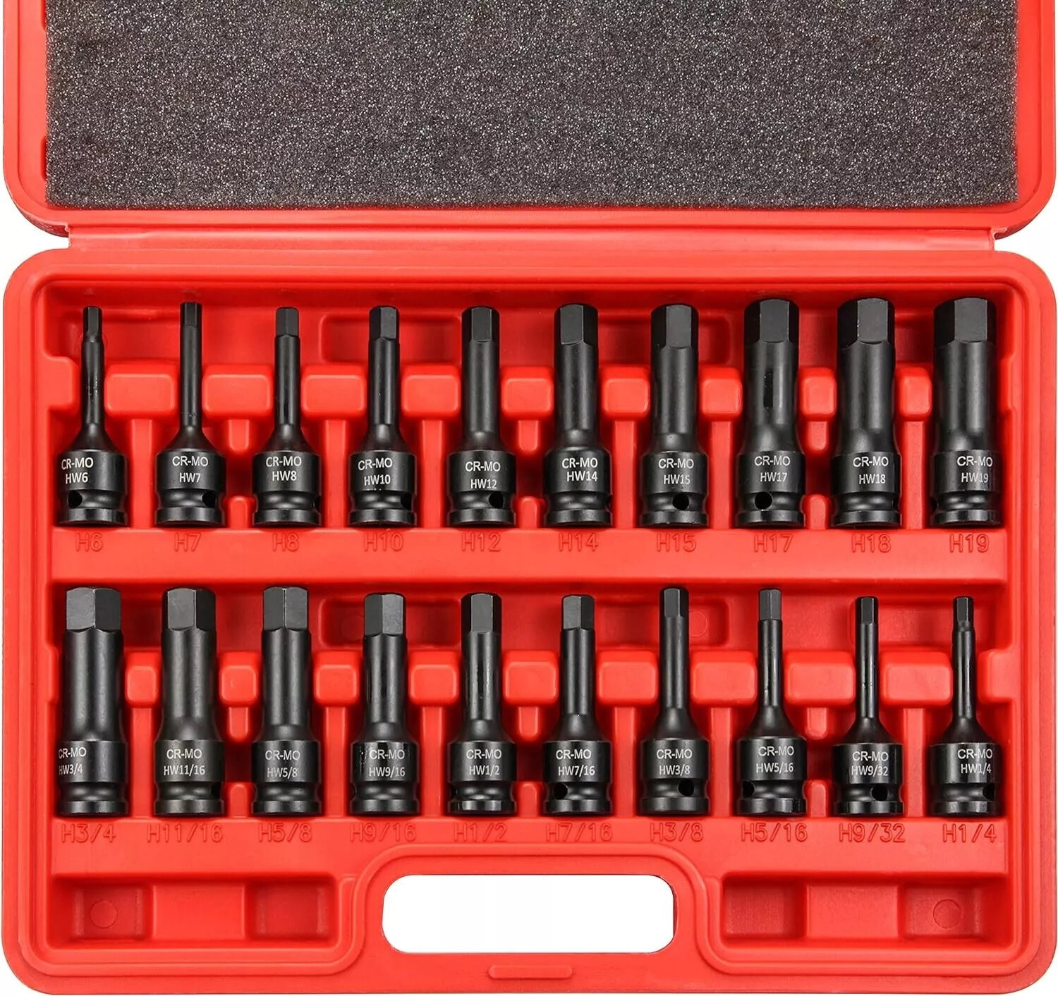 Metric & SAE 1/2″ Drive Master Impact Socket Set Hex Bits Long Air Allen Driver