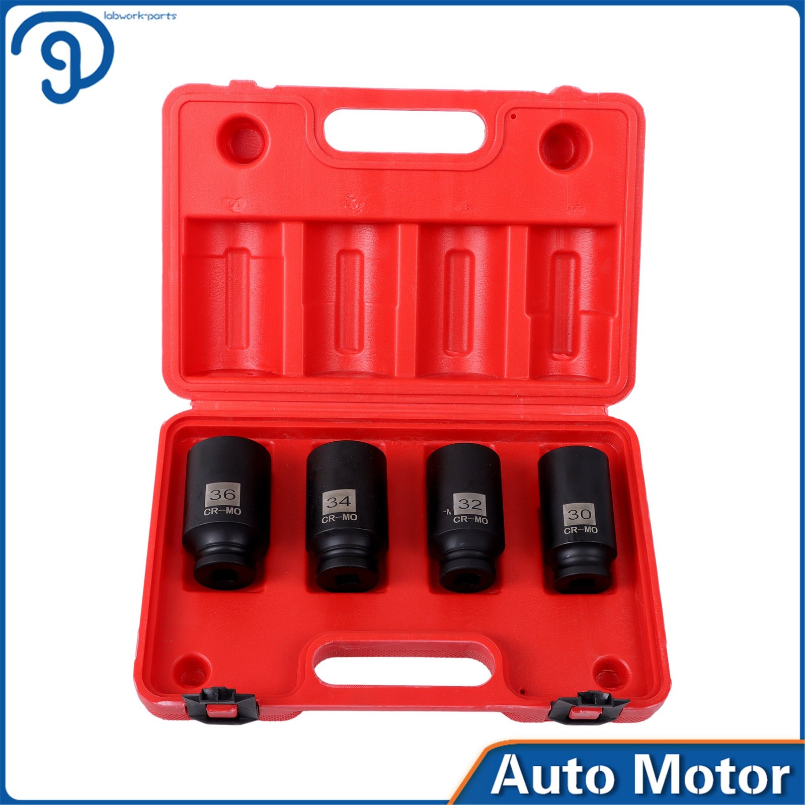 4Pcs 1/2″ Drive Spindle Axle Nut Socket Set 30mm 32mm 34mm 36mm 12 Point