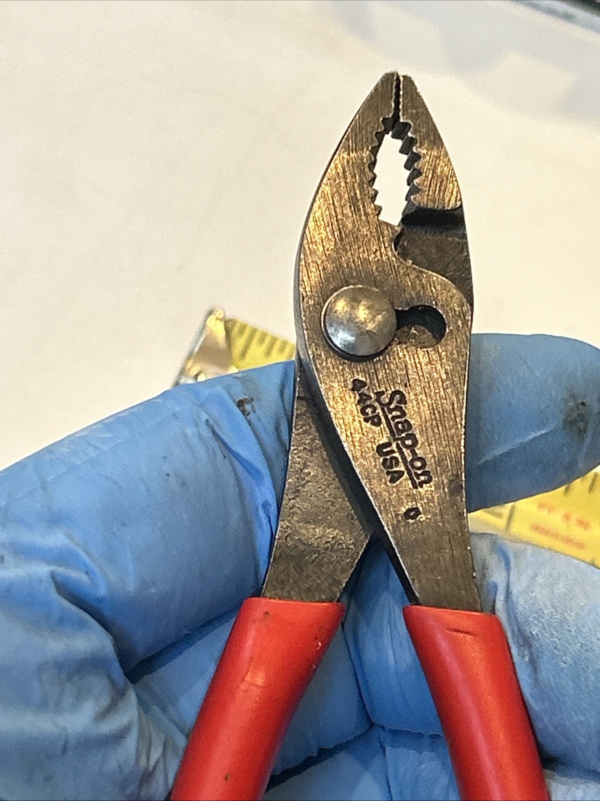 ⭐️Snap-On 44CP Miniature Black Slip Joint Pliers 8”⭐️Red Comfort Grip Handles⭐️
