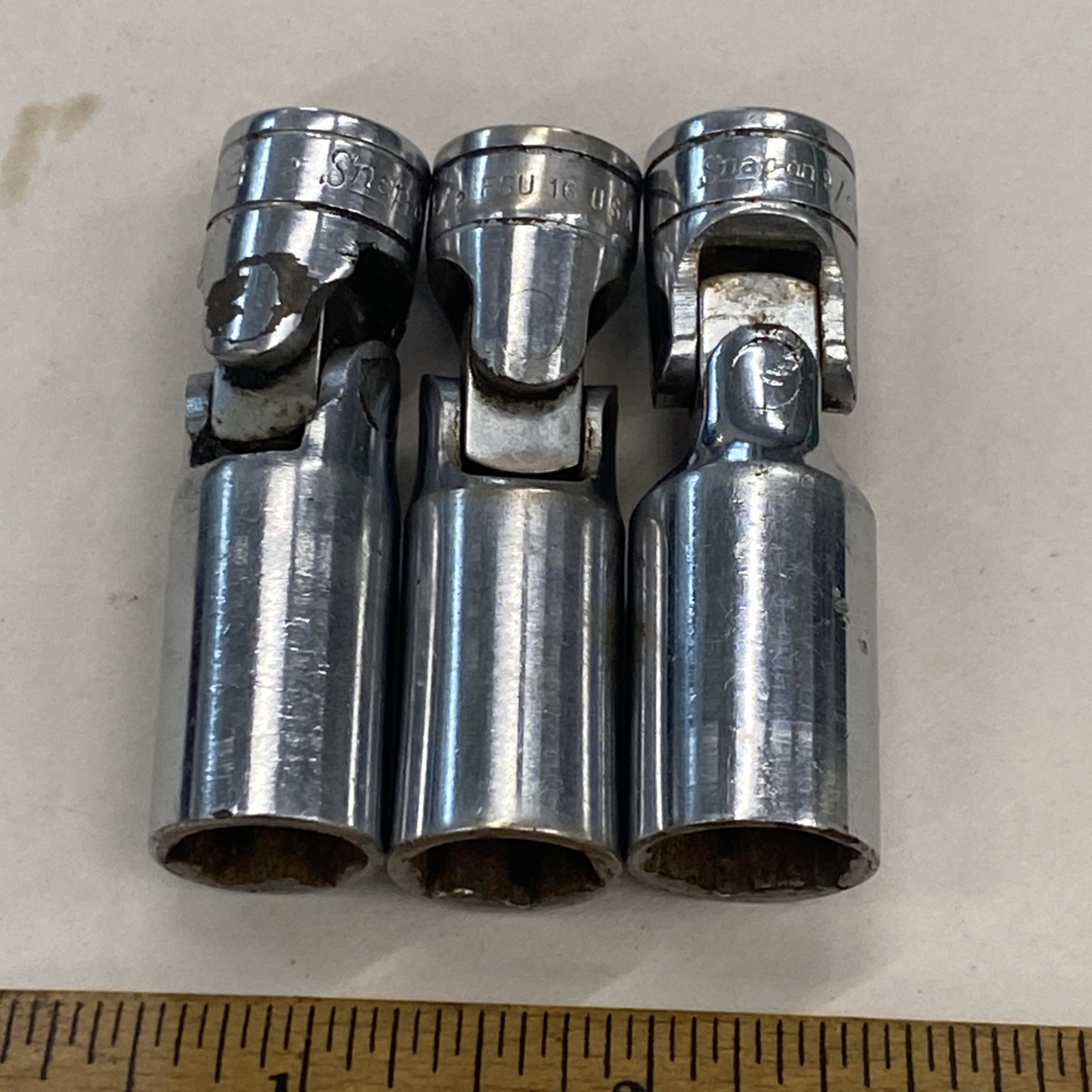 3 Snap-On USA 3/8″ Dr. Swivel Universal Deep Sockets, 1/2, 1/2, 9/16 inch M0805