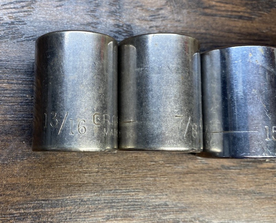 Vintage Craftsman USA 1/2” Drive 12 Pt Socket Set 47511-47517 w/ Extension