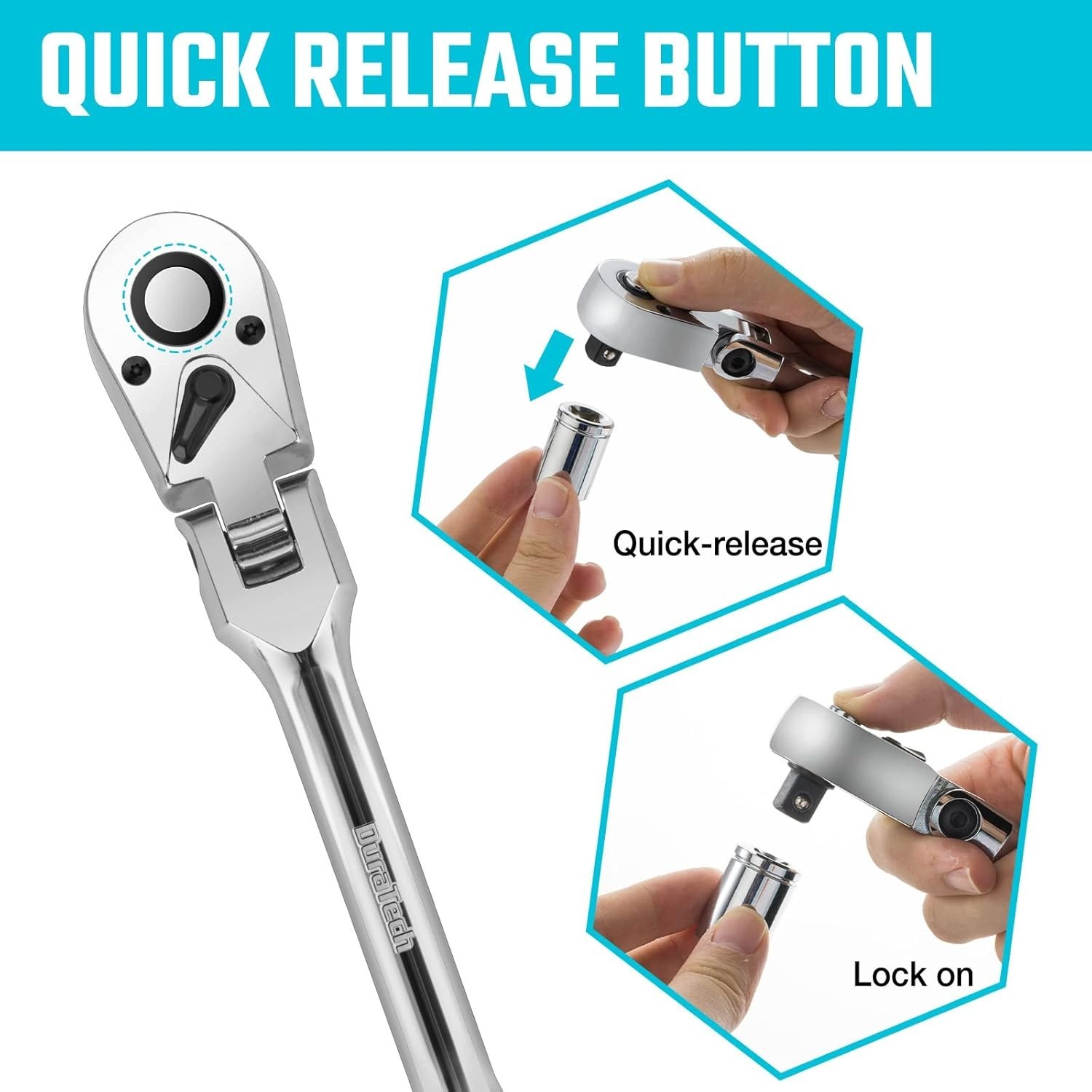 3-Piece Flex-Head Ratchet Set, Alloy Steel, 72-Tooth Design