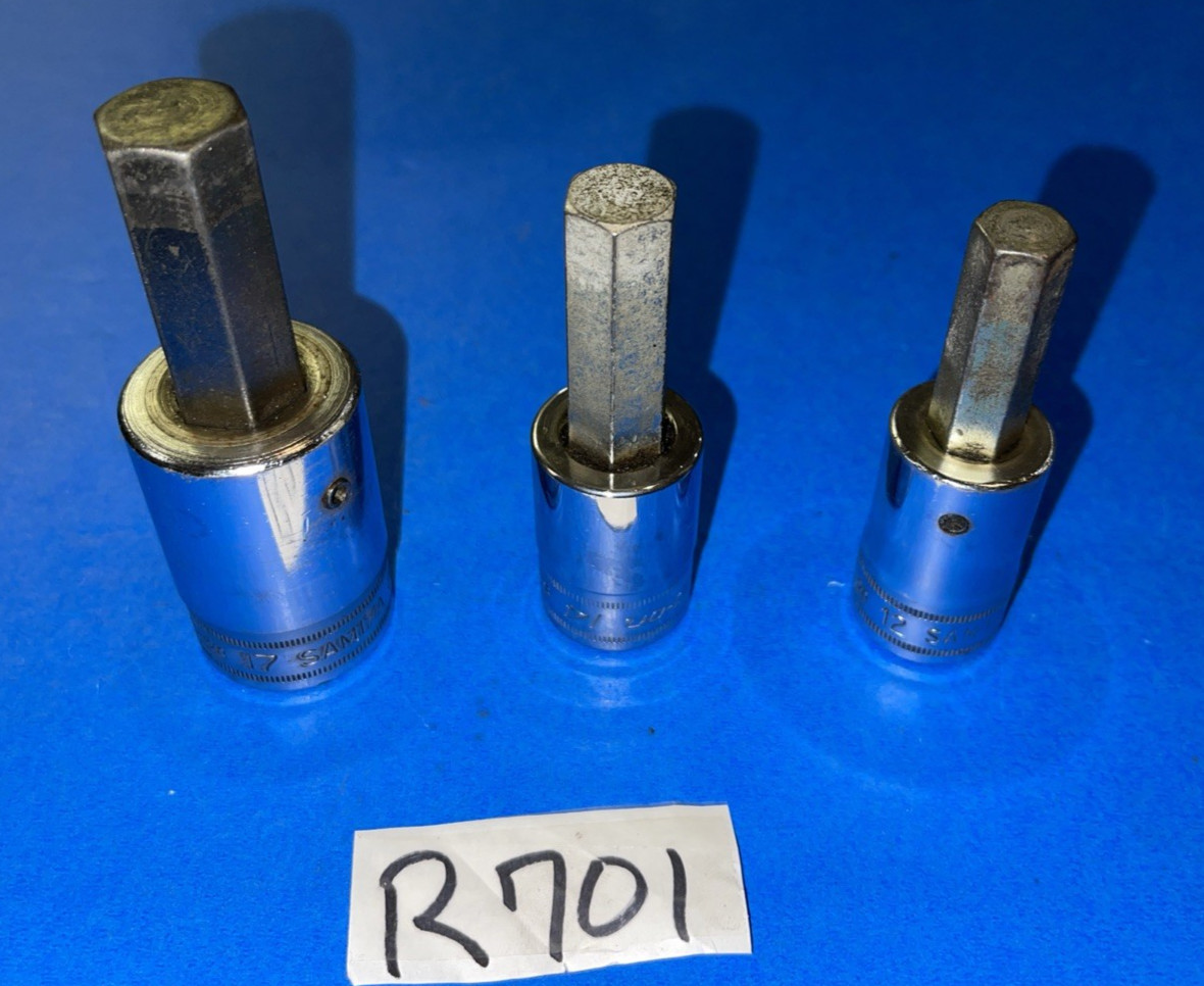 SNAP-ON TOOLS 3 PIECE 1/2 DRIVE METRIC HEX SOCKET DRIVERS 12MM, 14MM, 17MM