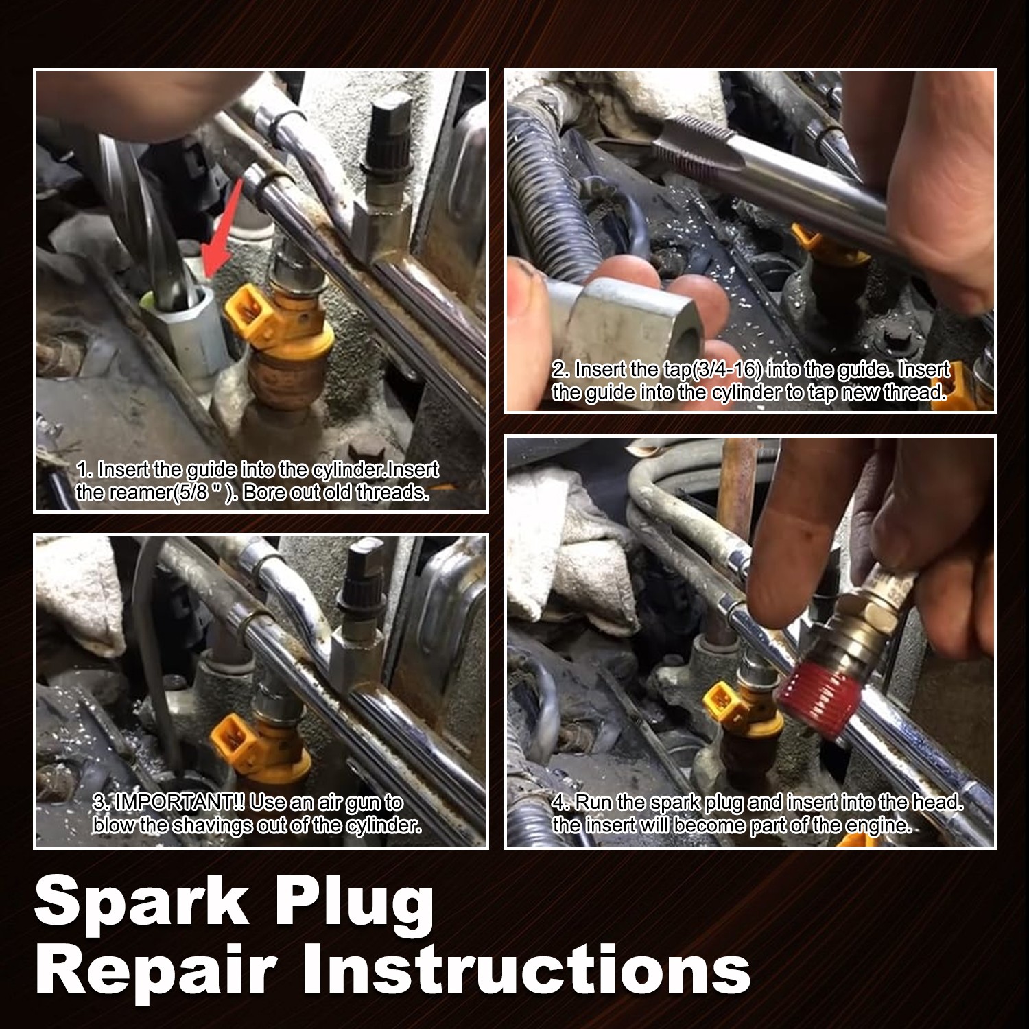 Spark Plug Port Insert Tool for Ford Triton Two Valve Engines 4.6L 5.4L 6.8 V-10
