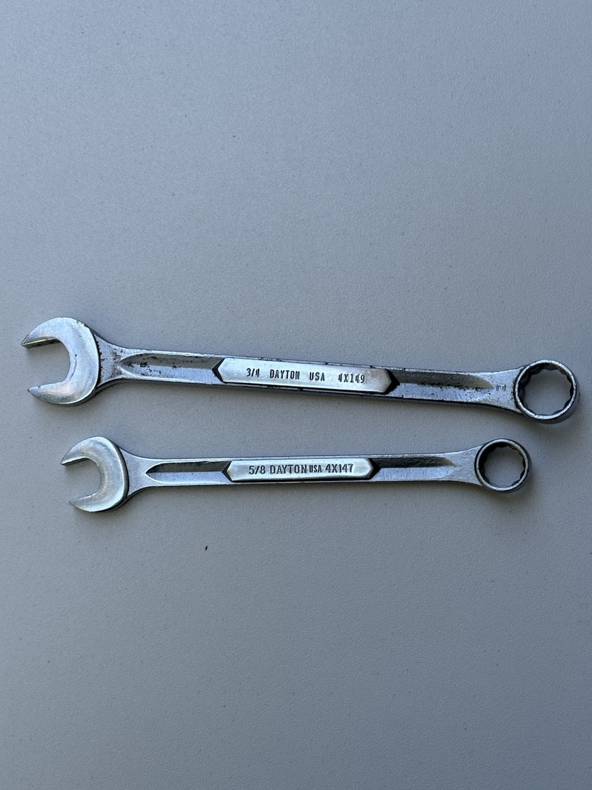 Vintage Dayton USA 3/4” & 5/8” Combination Wrenches 4X149 4X147 Made in USA