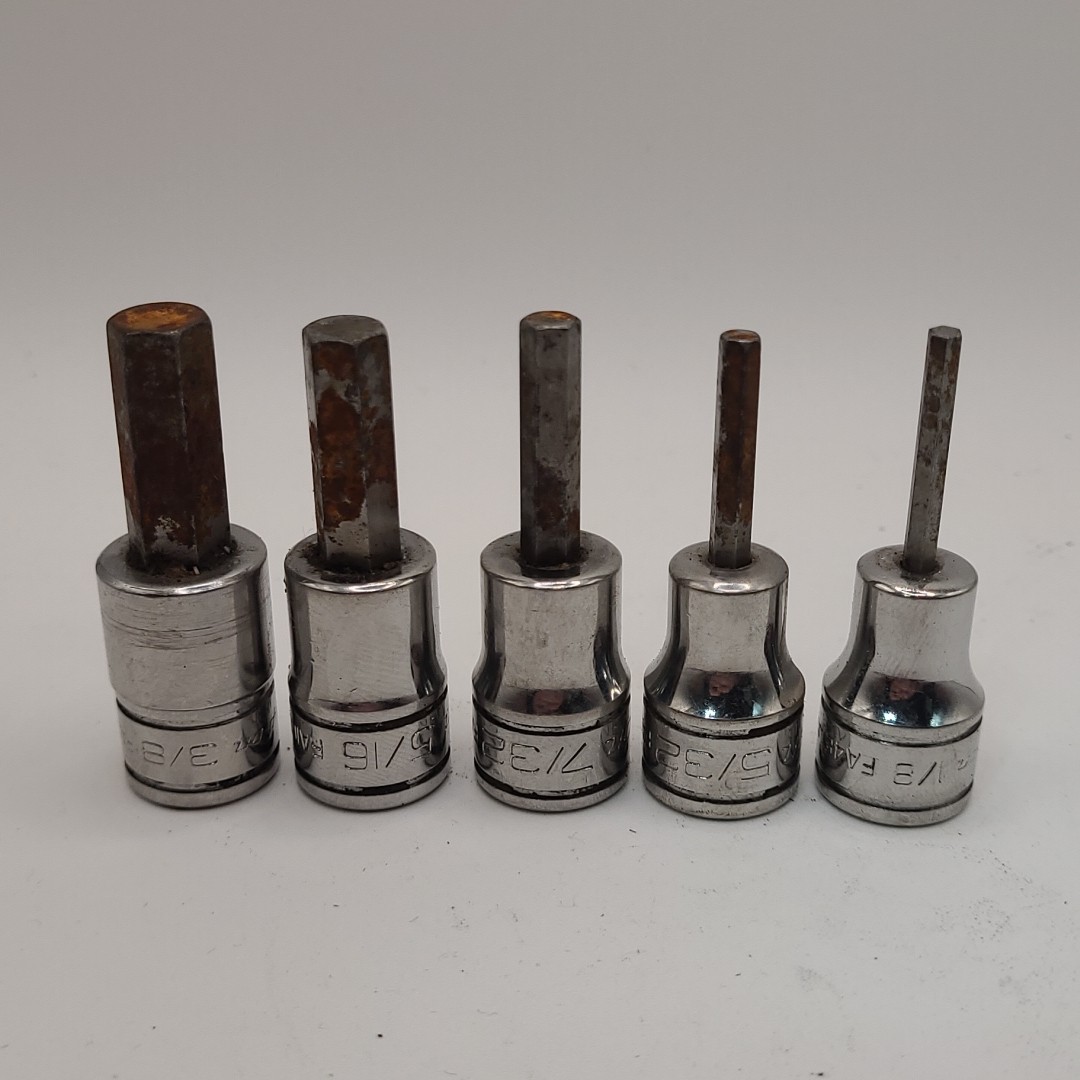 Snap-On 5pc Hex Socket Set 3/8″ Drive Fa4e Fa5e Fa7e Fa10e Fa12e SAE Standard