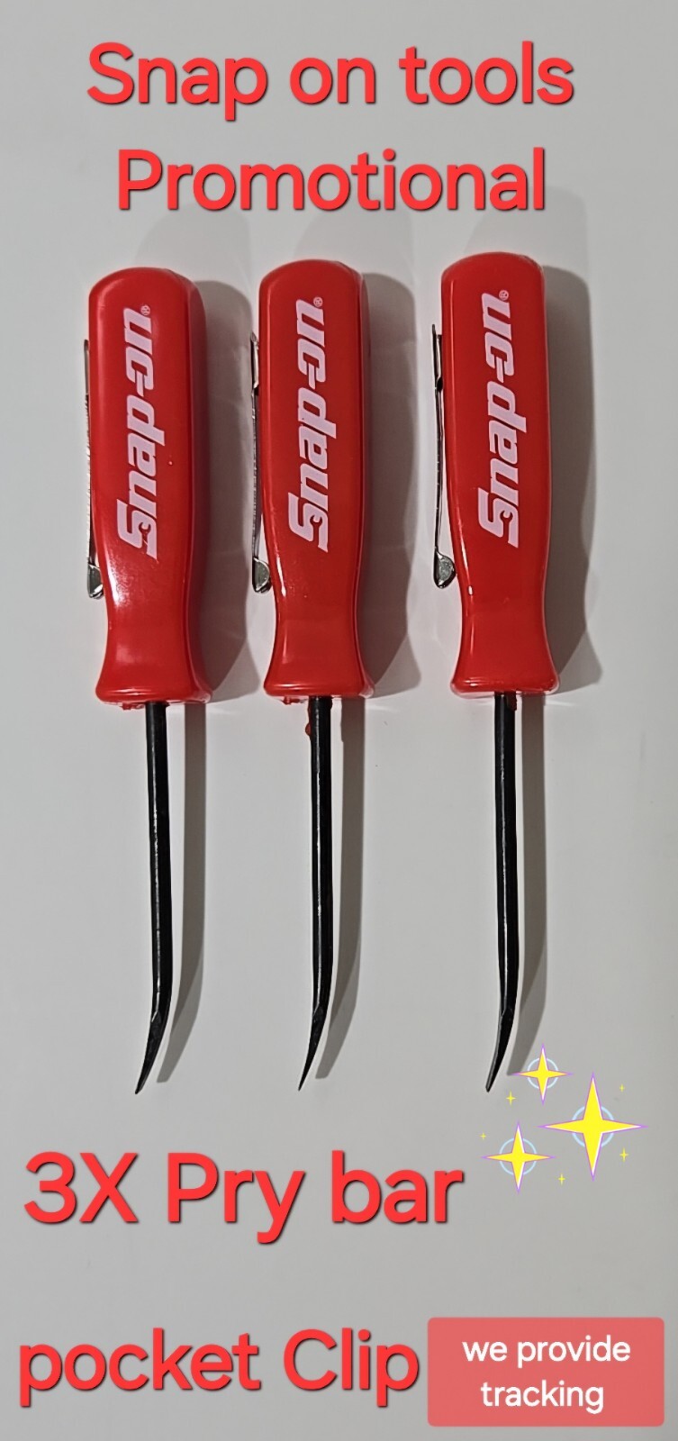 3X Red Snap on tools Promo PRY BAR screwdrivers per order pocket Clip NEW + GIFT