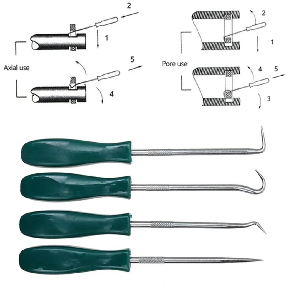 4pcs Oil Seal Screwdriver Pick Hook Set 135mm Auto Tools For Mechanics Workshop