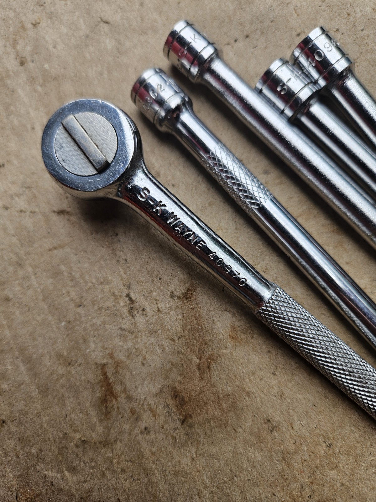Nice Vintage S-K 1/4″ Drive Ratchet With 5 Extensions, Most Are Unused, USA