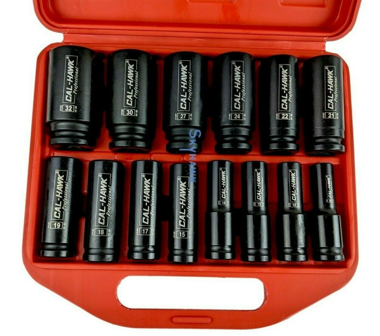 14Pc 1/2″Drive Chrome Molybdenum Deep Impact Socket Set – Metric, 6 Point w/Case