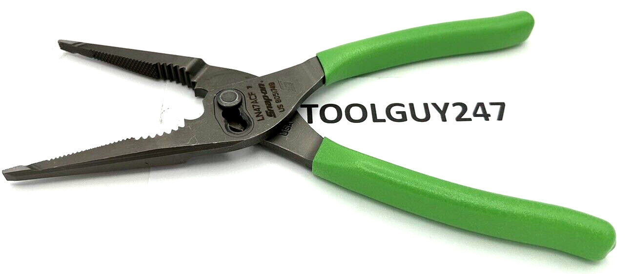 SNAP ON TOOLS USA GREEN 9″ Talon Grip Long Nose Slip Joint Pliers LN47ACF G NEW