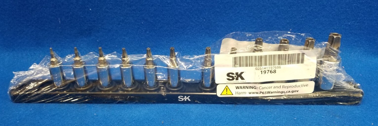 SK PROFESSIONAL TOOLS 19768 Torx Socket Bit Set, Dive Size 1/4″ & 3/8″ in
