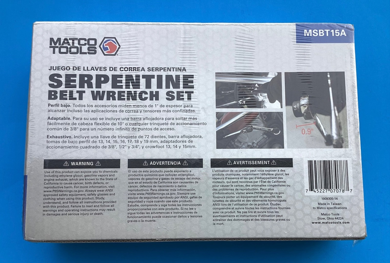 Brand New Matco Serpentine Belt Wrench Set MSBT15A