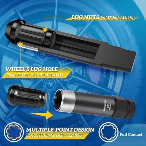 7 Spline Lug Nut Key Set – Thin Wall Socket Tool Kit for Aftermarket Wheels, Cr-