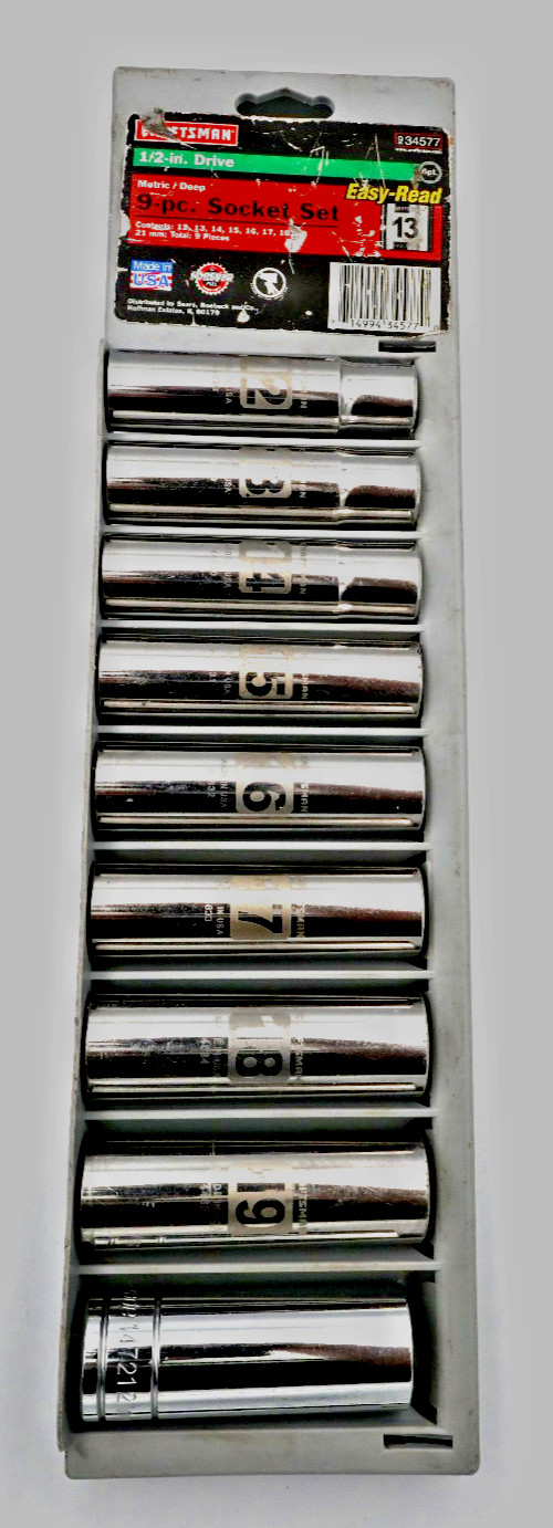 8 – Pc Craftsman And 1 – Pc 21 mm Pro-Grade 1/2 in Drive Metric Deep Sockets