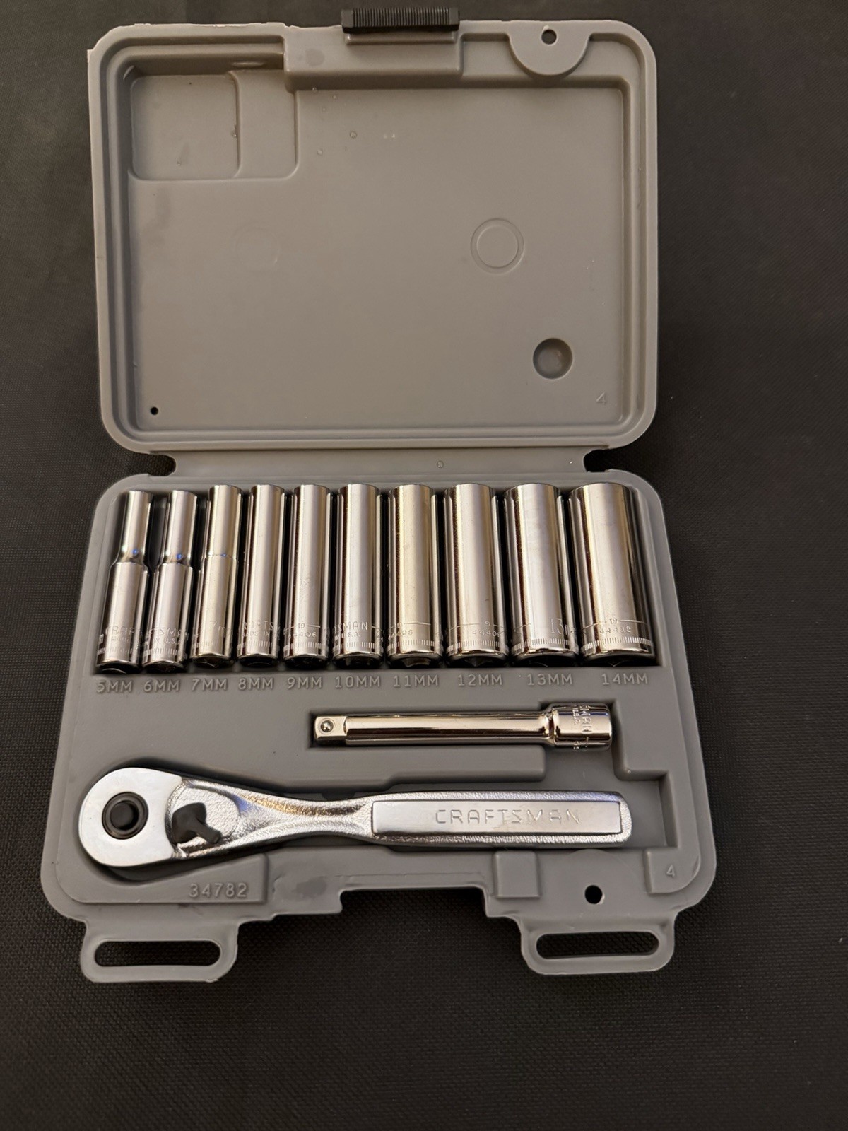 🇺🇸Craftsman Tools USA 34782 12pc Metric 1/4″ Drive Deep Socket Ratchet Set NOS