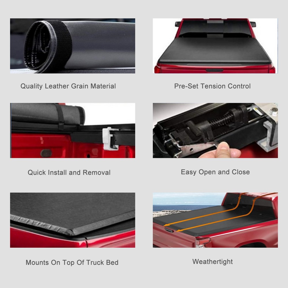 6.5FT Roll-up Soft Truck Bed Tonneau Cover for 2009-2024 Ford F150 Waterproof