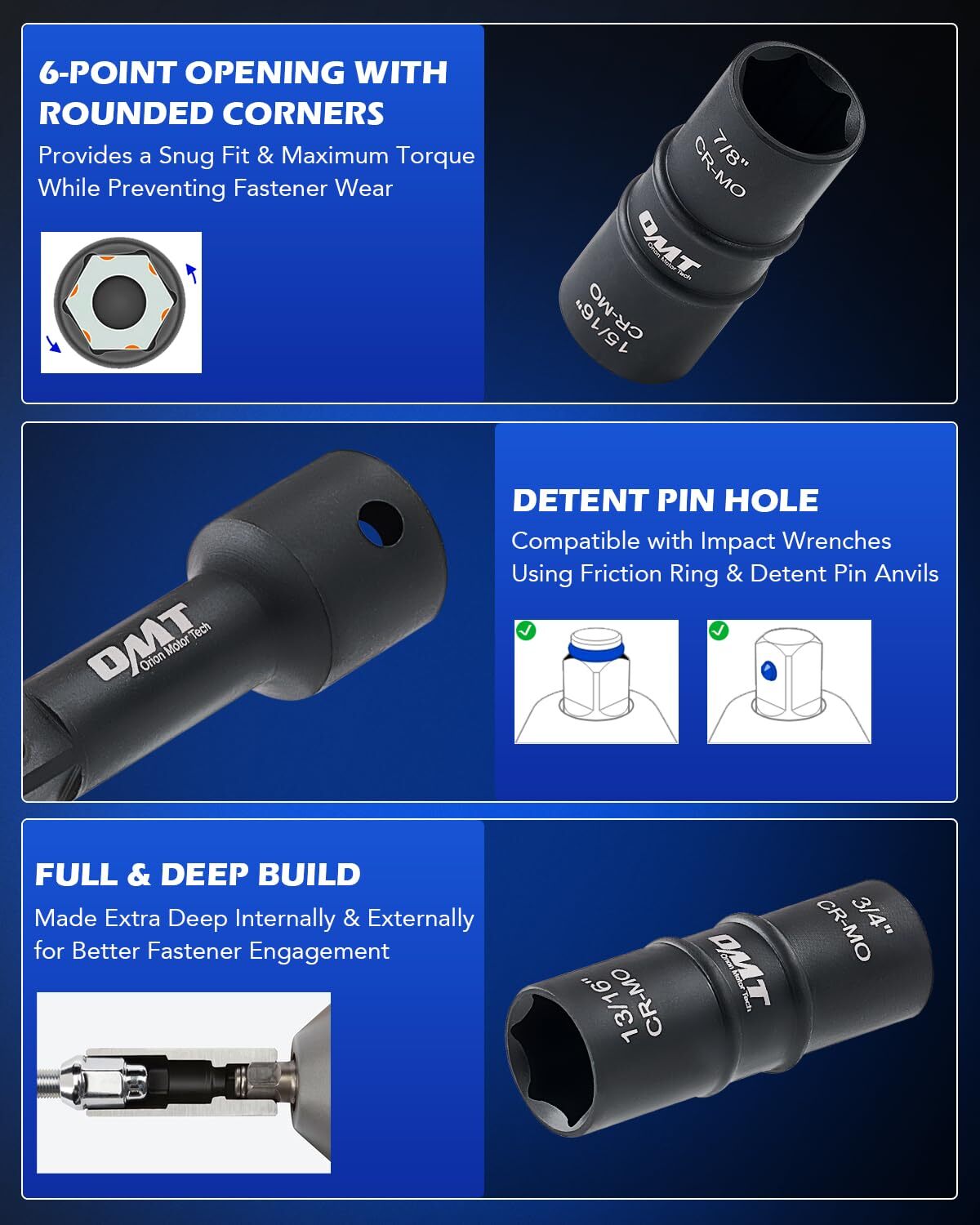 Lug Nut Socket Set, 5pc 1/2″ Drive Impact Flip Socket Set with Metric 17 19 21 2