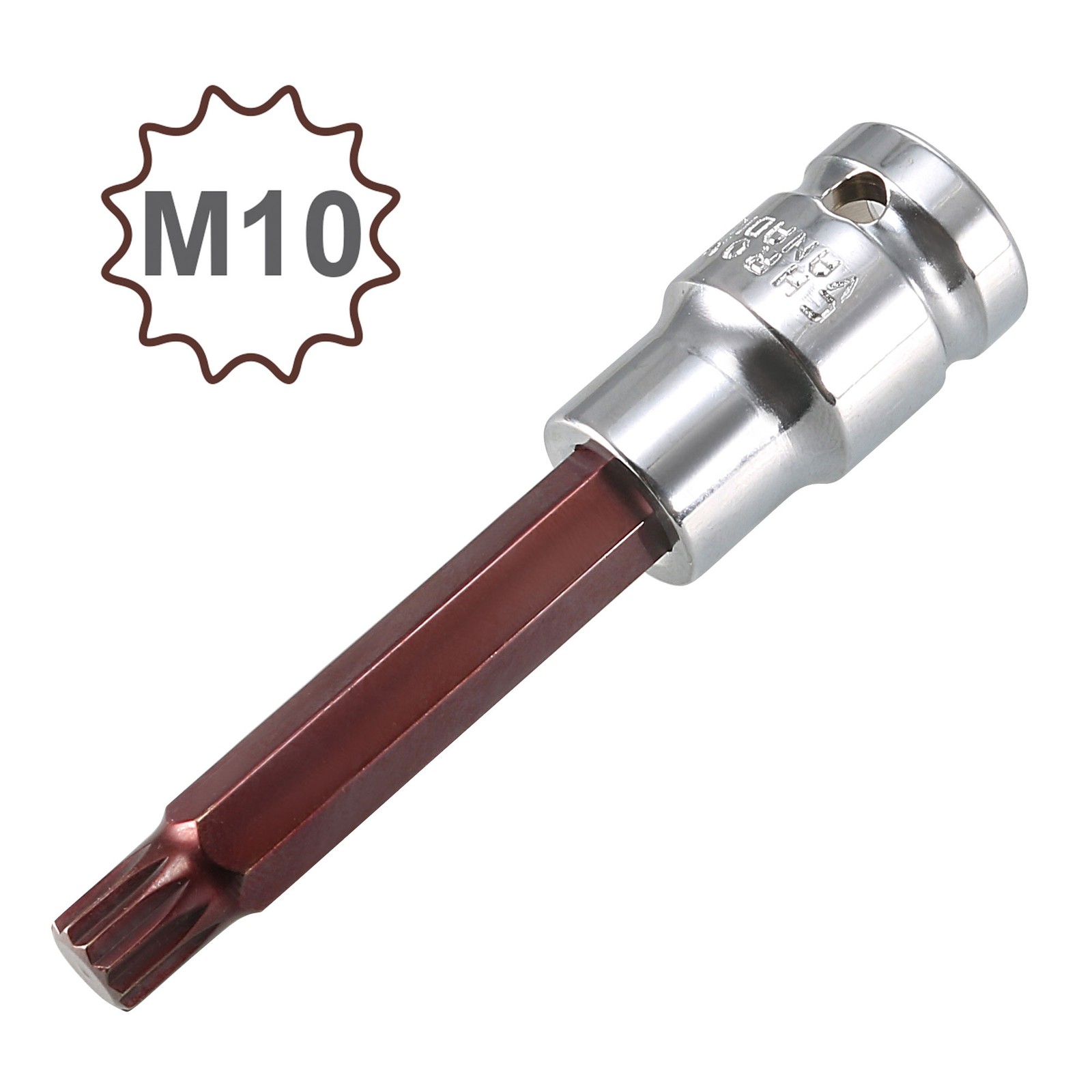 1/2-Inch Drive 10mm Triple Square Spline Bit Extra Long Socket S2 Steel