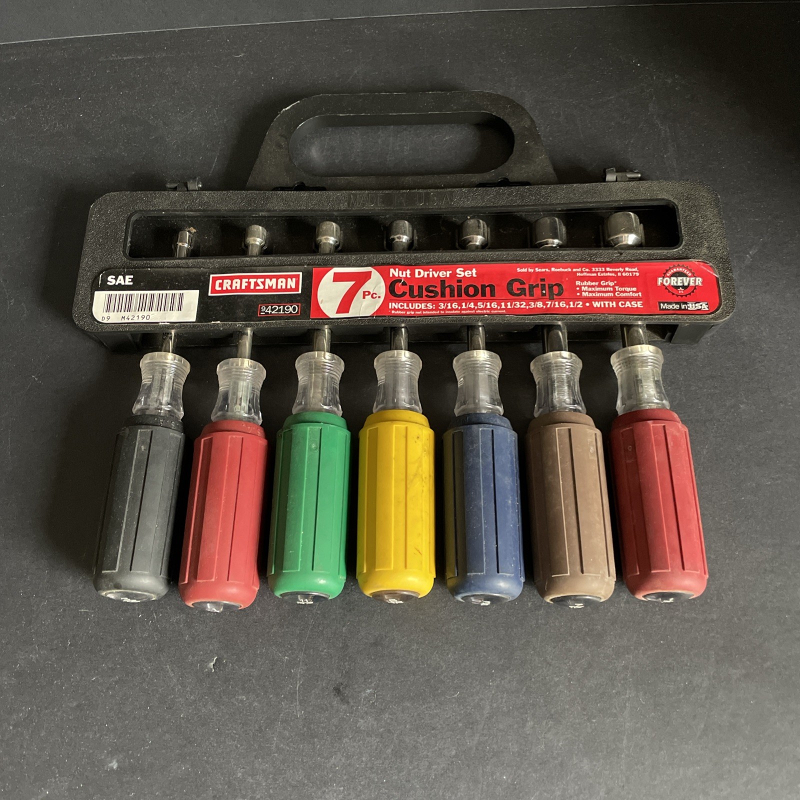 Vintage Craftsman 7pc SAE Nut Driver Set 42190 Cushion Grip USA Pls See Pics