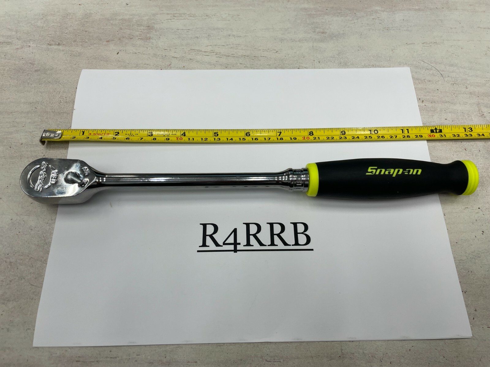 Snap-on Tools USA NEW 3/8″ Drive HIVIZ Soft Grip LONG Fixed Head Ratchet FHL80HV