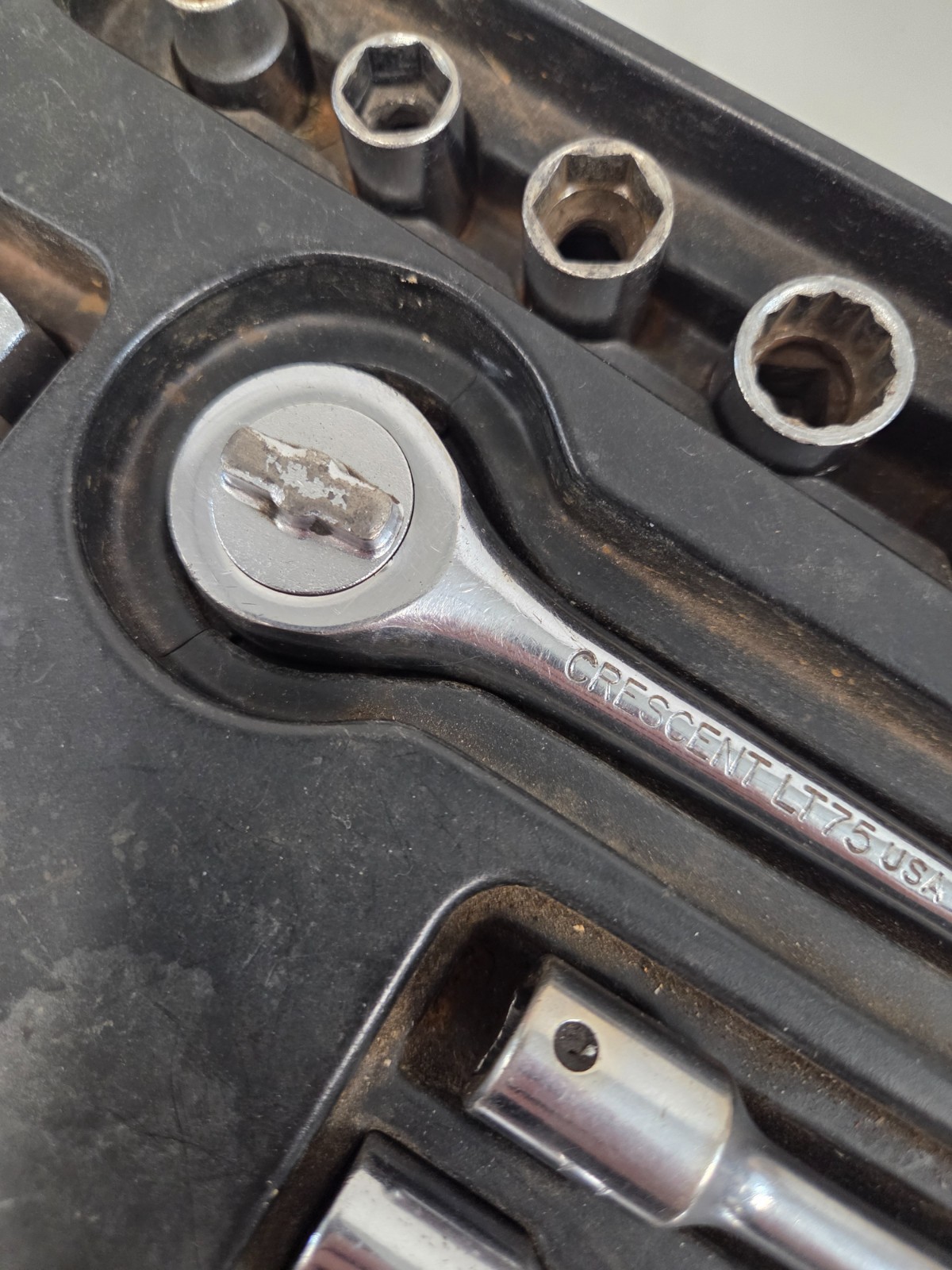 Crescent LT75 3/8″ Ratchet Chrome Made In USA Vintage 12 piece Set