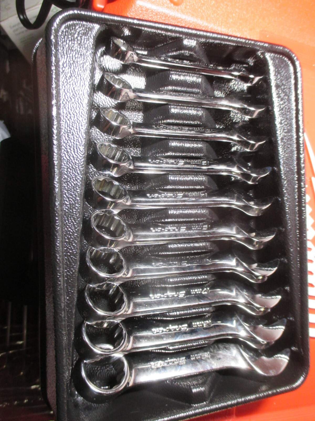 Snap-on Tools NEW 10pc Metric Chrome Midget Length Combo Wrench Set PAKTY347